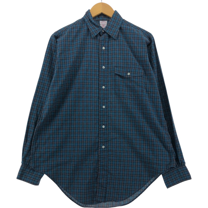 Brooks Brothers MAKERS Long Sleeve Button-Down Check Shirt Made in USA Men's M Size cotton multicolor Vintage Second Hand