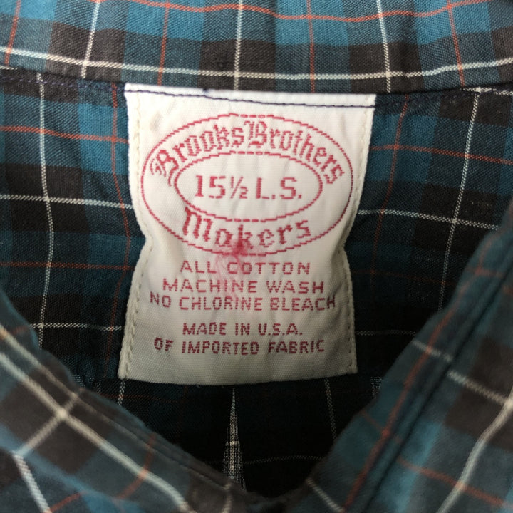 Brooks Brothers MAKERS Long Sleeve Button-Down Check Shirt Made in USA Men's M Size cotton multicolor Vintage Second Hand