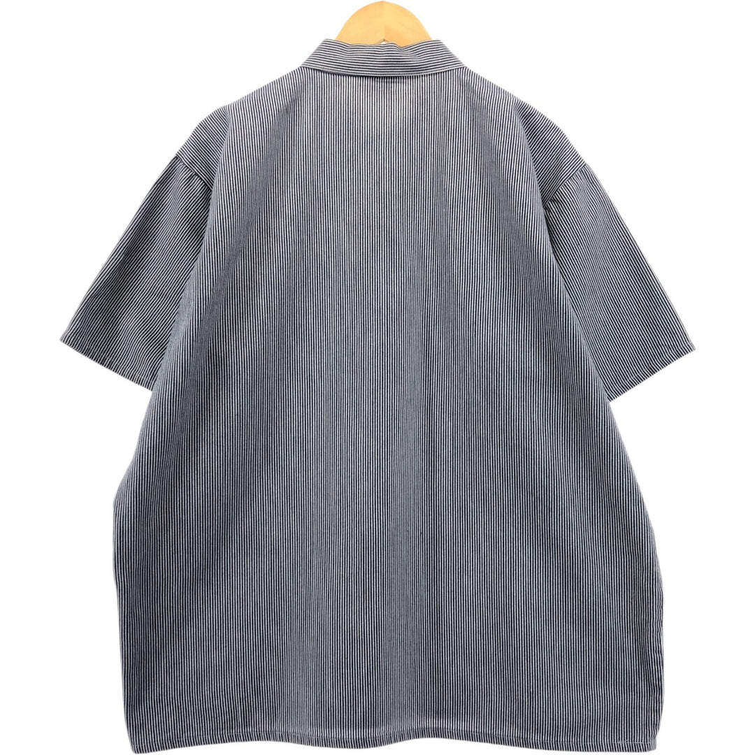 90'S Ben Davis Stripe Pattern Half Zip Short Sleeve Work Shirt Box Shirt Men's XL Vintage cotton black type Vintage Second Hand