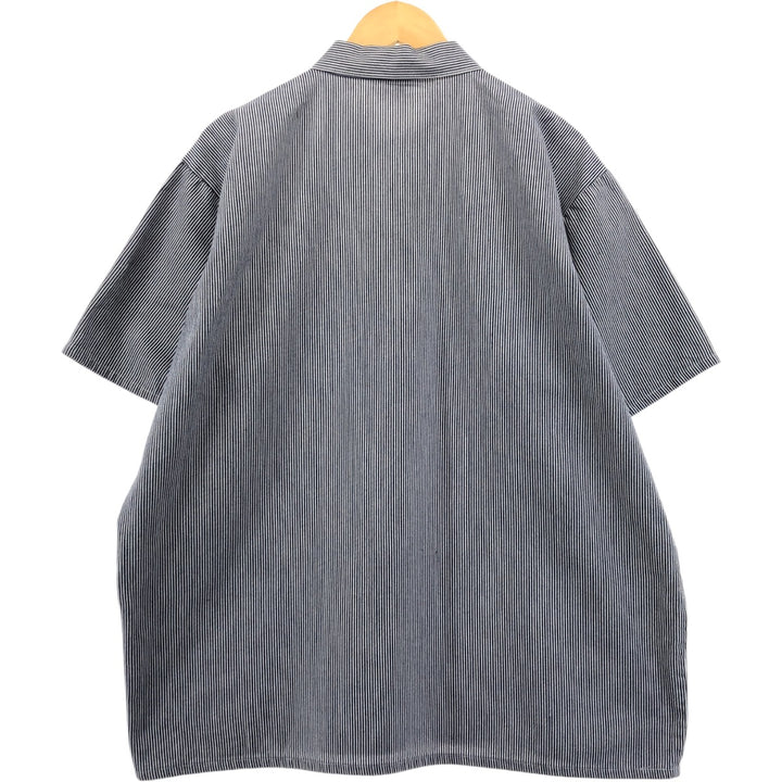 90'S Ben Davis Stripe Pattern Half Zip Short Sleeve Work Shirt Box Shirt Men's XL Vintage cotton black type Vintage Second Hand