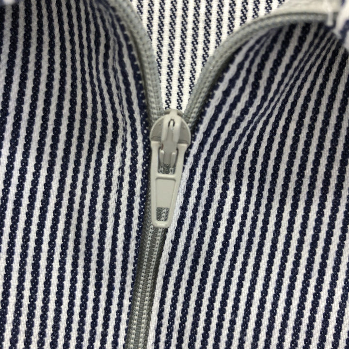 90'S Ben Davis Stripe Pattern Half Zip Short Sleeve Work Shirt Box Shirt Men's XL Vintage cotton black type Vintage Second Hand