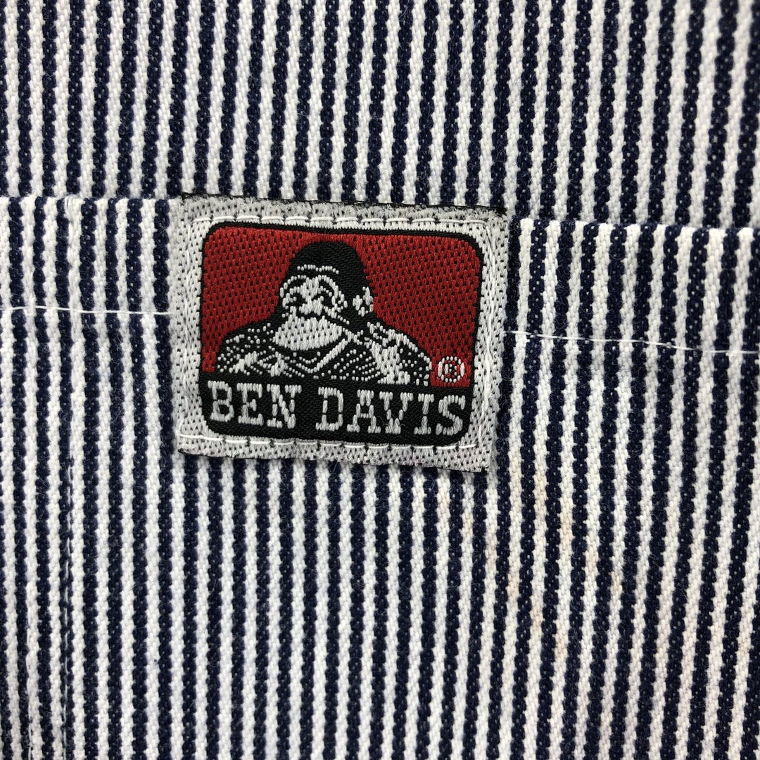 90'S Ben Davis Stripe Pattern Half Zip Short Sleeve Work Shirt Box Shirt Men's XL Vintage cotton black type Vintage Second Hand