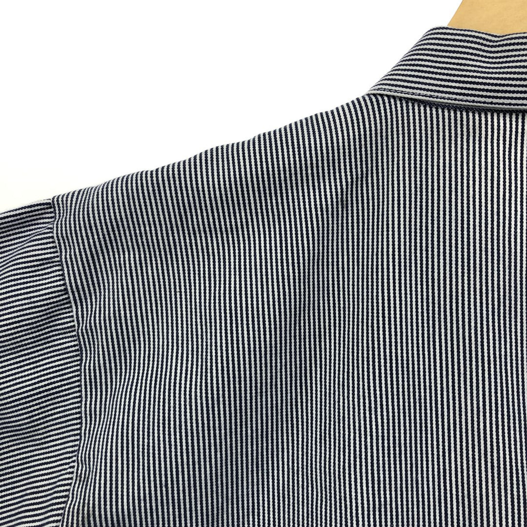 90'S Ben Davis Stripe Pattern Half Zip Short Sleeve Work Shirt Box Shirt Men's XL Vintage cotton black type Vintage Second Hand