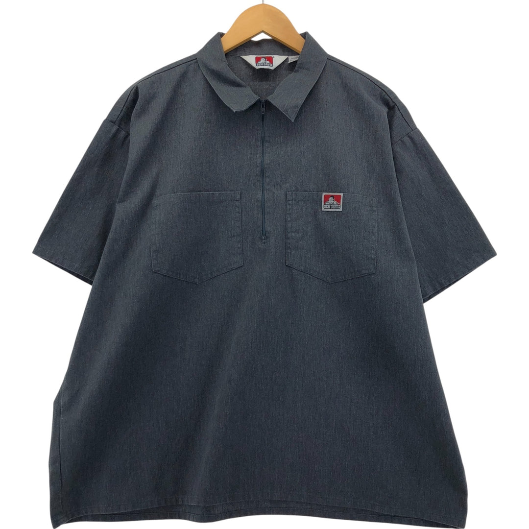 90'S Ben Davis Half Zip Short Sleeve Work Shirt Box Shirt Men's XXL Vintage cotton black type Vintage Second Hand