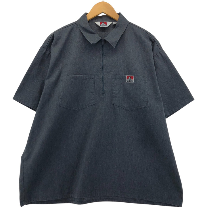 90'S Ben Davis Half Zip Short Sleeve Work Shirt Box Shirt Men's XXL Vintage cotton black type Vintage Second Hand