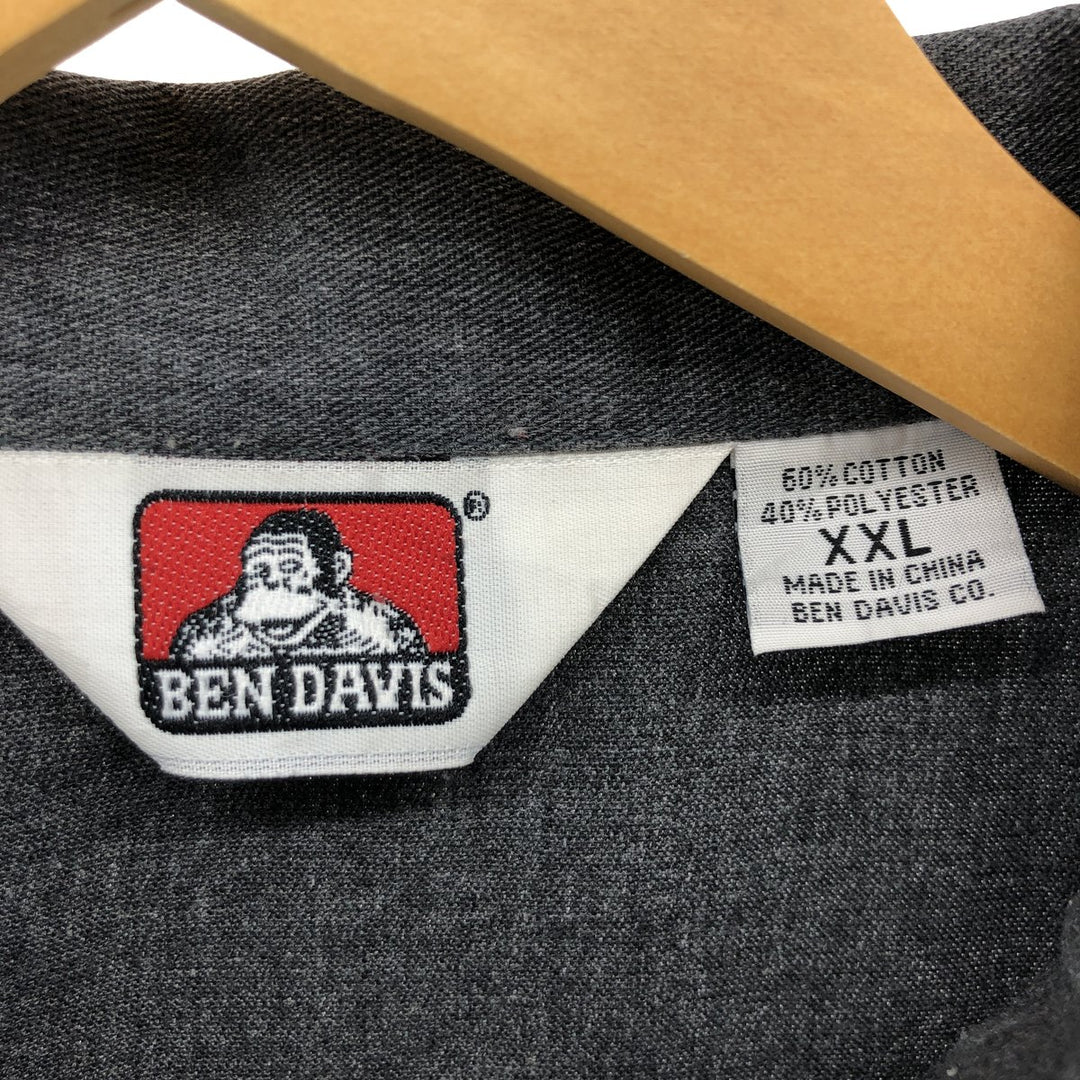 90'S Ben Davis Half Zip Short Sleeve Work Shirt Box Shirt Men's XXL Vintage cotton black type Vintage Second Hand
