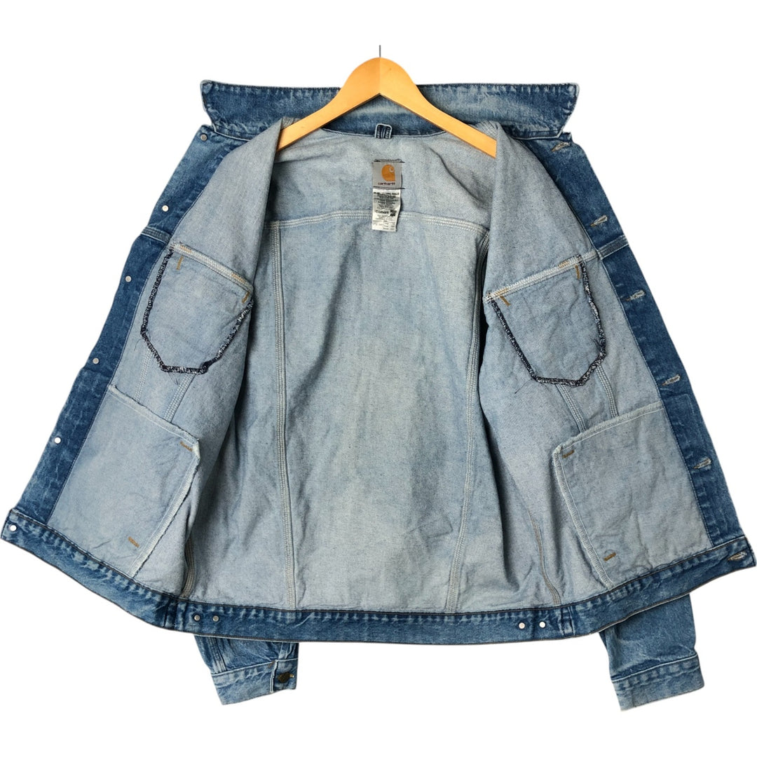 00'S Carhartt denim jacket, made in the USA, men's size L cotton blue type Vintage Second Hand