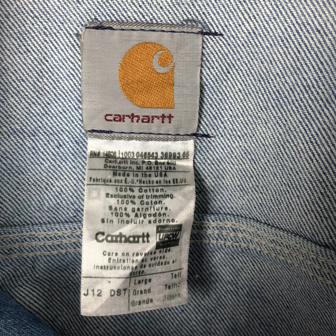 00'S Carhartt denim jacket, made in the USA, men's size L cotton blue type Vintage Second Hand