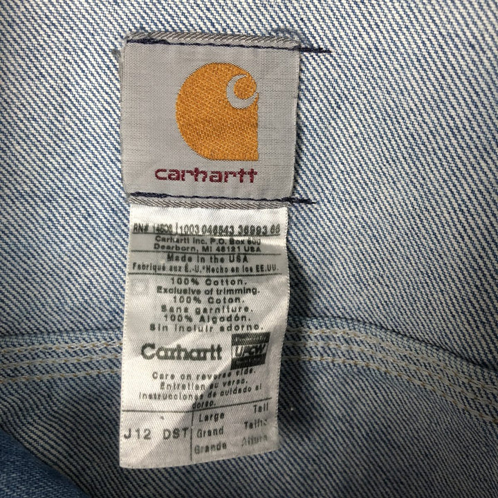 00'S Carhartt denim jacket, made in the USA, men's size L cotton blue type Vintage Second Hand