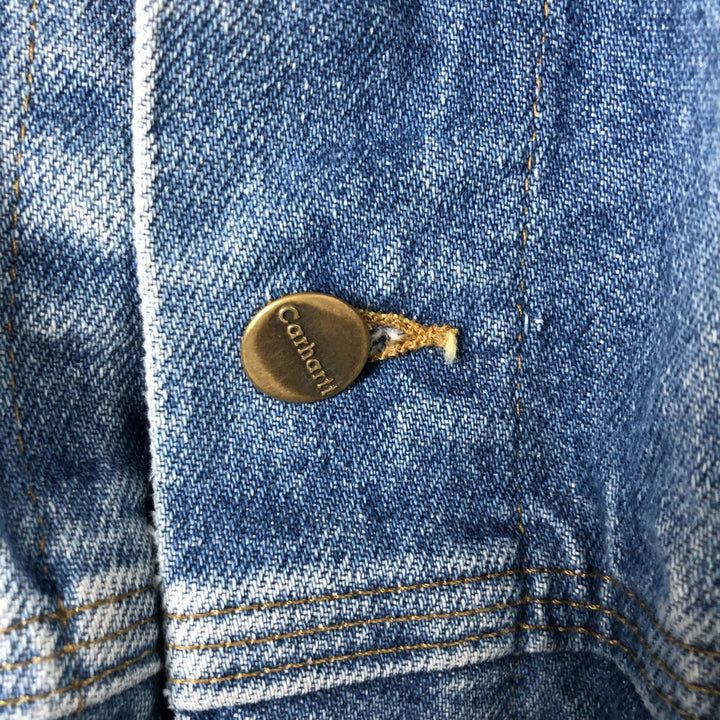 00'S Carhartt denim jacket, made in the USA, men's size L cotton blue type Vintage Second Hand