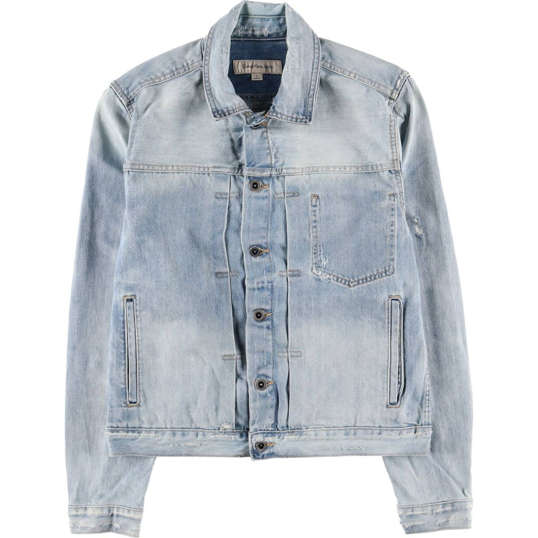 00s~ Calvin Klein JEANS denim jacket, men's size L cotton blue type Vintage Second Hand