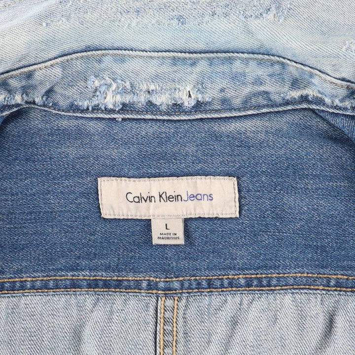 00s~ Calvin Klein JEANS denim jacket, men's size L cotton blue type Vintage Second Hand