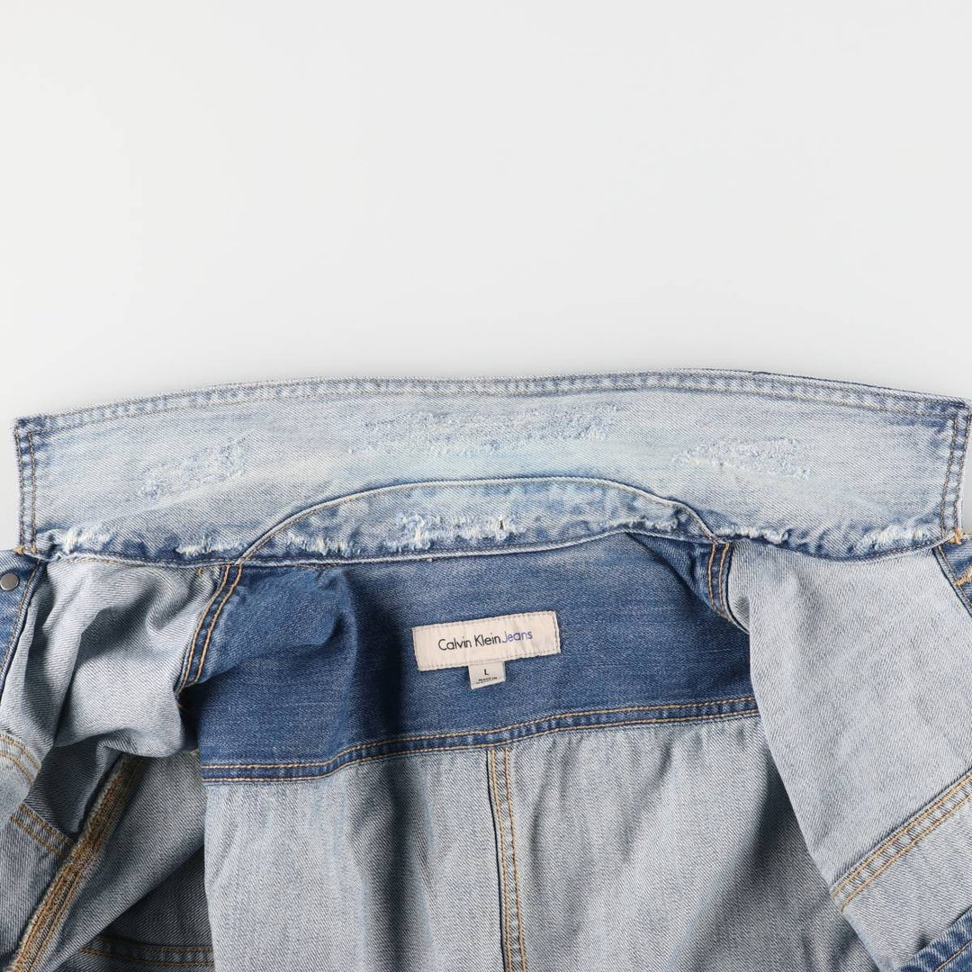 00s~ Calvin Klein JEANS denim jacket, men's size L cotton blue type Vintage Second Hand