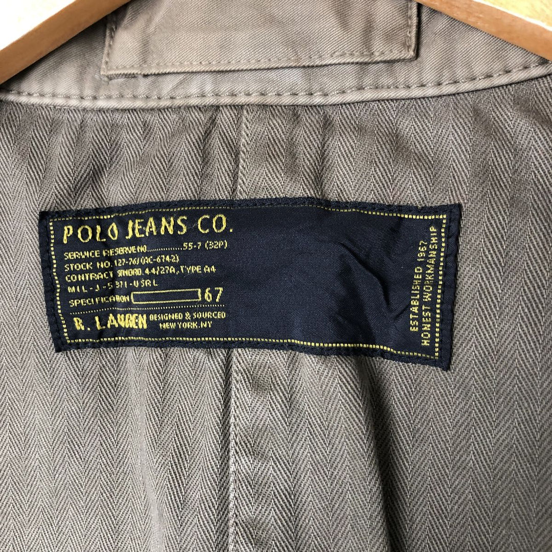 00'S Ralph Lauren POLO JEANS COMPANY Military Jacket Men's M cotton Khaki type Vintage Second Hand