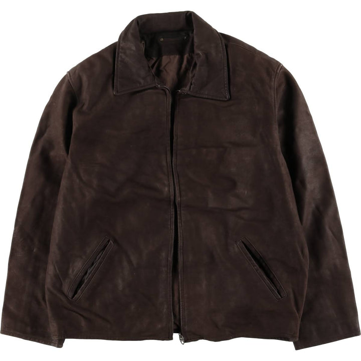 Special Price: TRAPPER Swing Top Leather Blouson, Men's Size L genuine leather brown type Vintage Second Hand