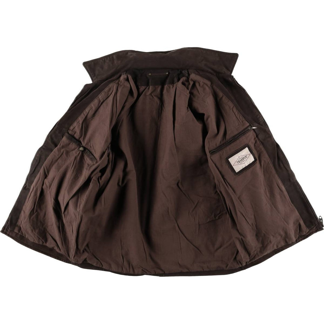 Special Price: TRAPPER Swing Top Leather Blouson, Men's Size L genuine leather brown type Vintage Second Hand