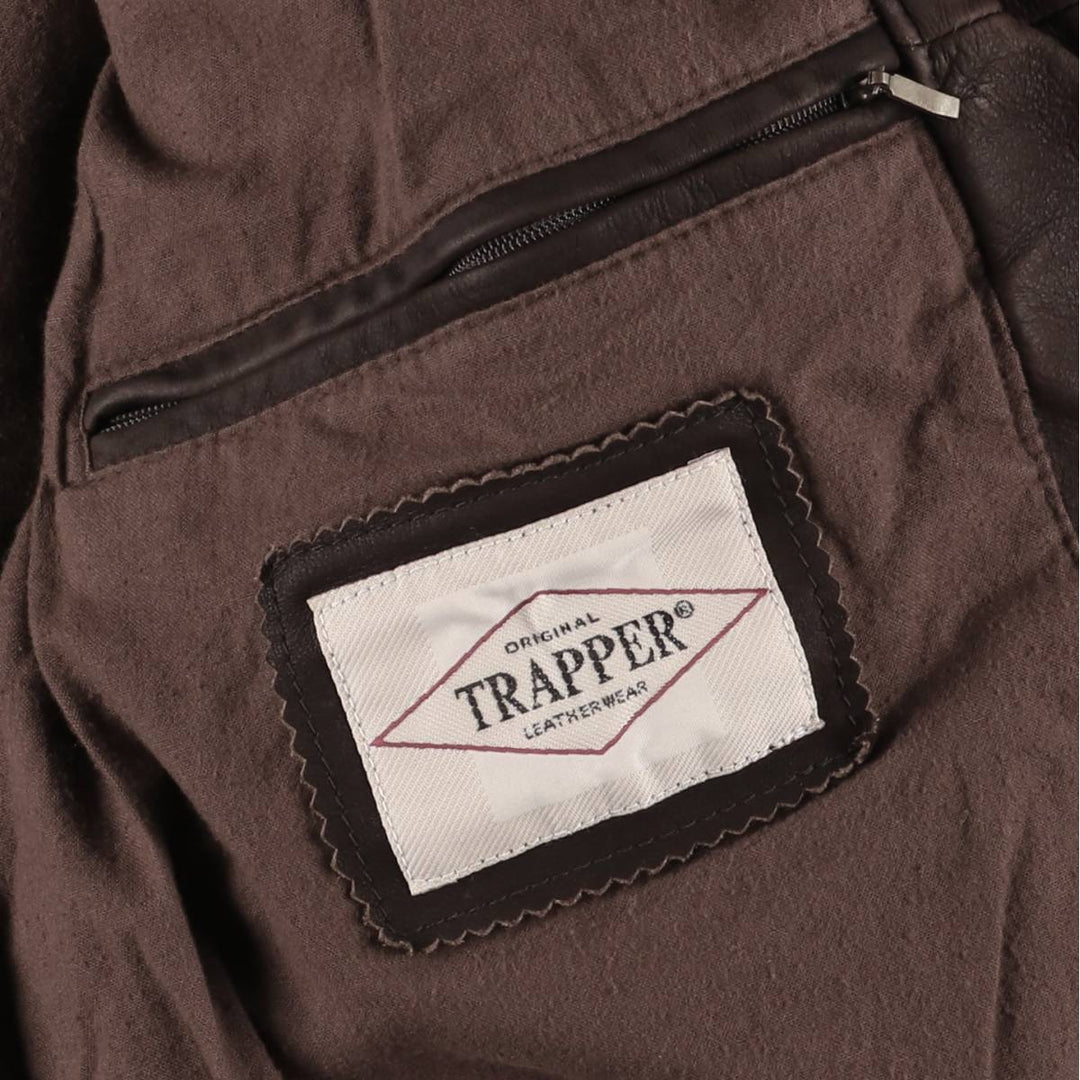 Special Price: TRAPPER Swing Top Leather Blouson, Men's Size L genuine leather brown type Vintage Second Hand