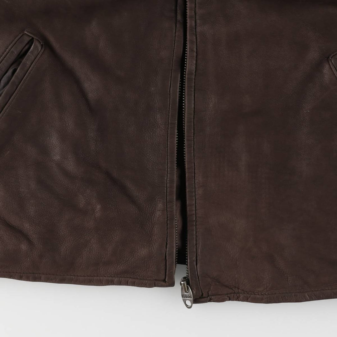 Special Price: TRAPPER Swing Top Leather Blouson, Men's Size L genuine leather brown type Vintage Second Hand