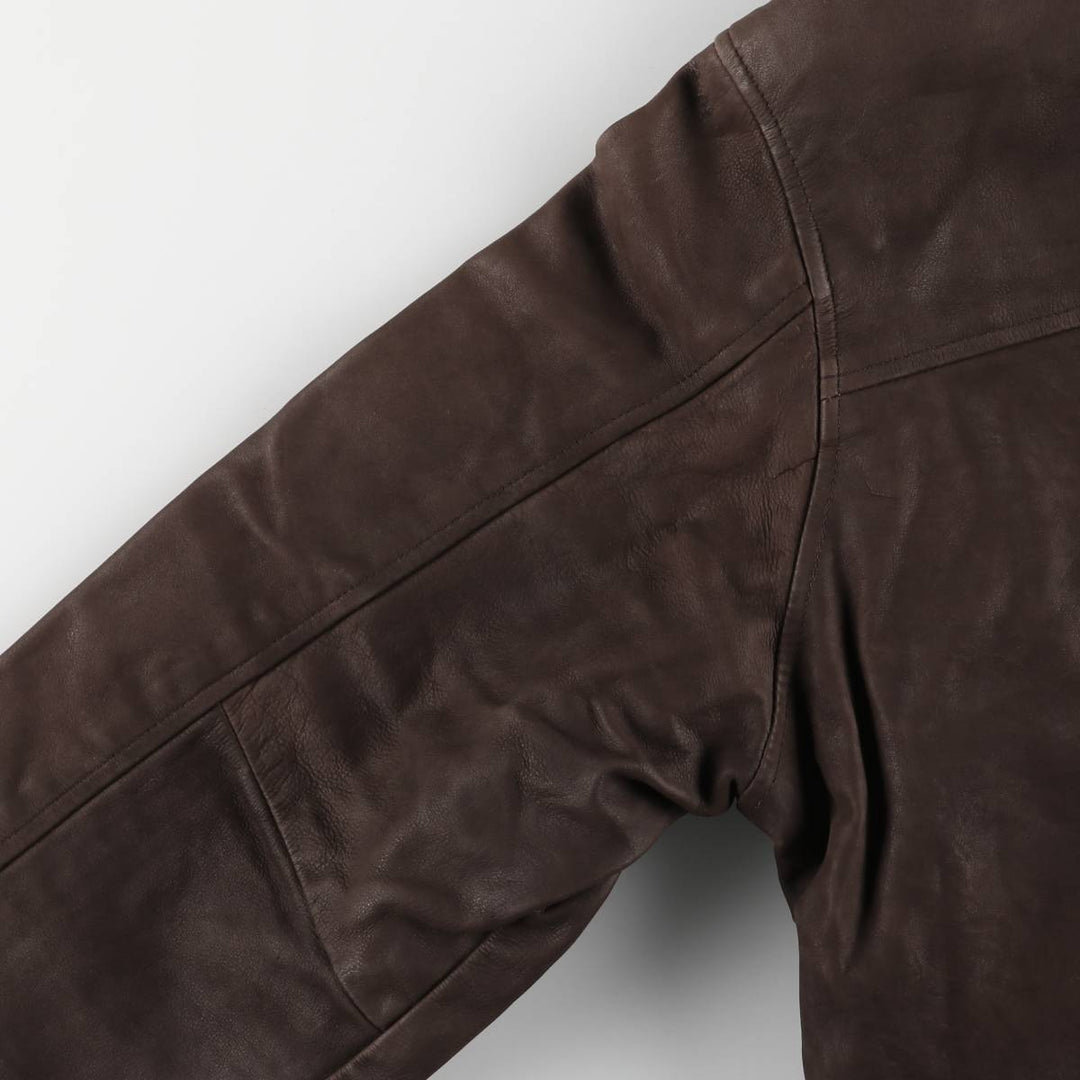 Special Price: TRAPPER Swing Top Leather Blouson, Men's Size L genuine leather brown type Vintage Second Hand