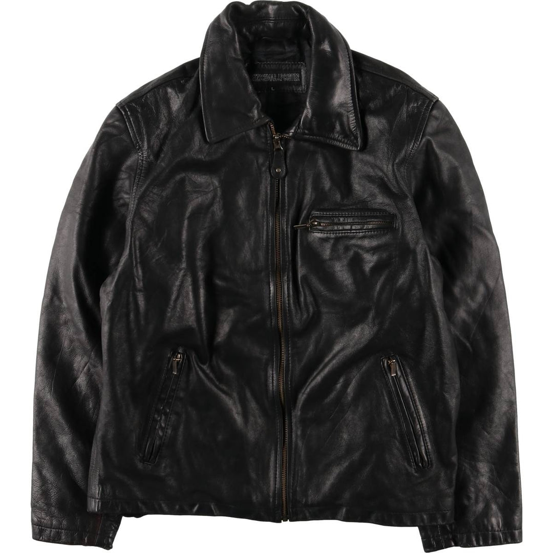 KRETZSCHMAR JP CORTIER Padded Swing-Top Leather Blouson, Men's Size L genuine leather black type Vintage Second Hand