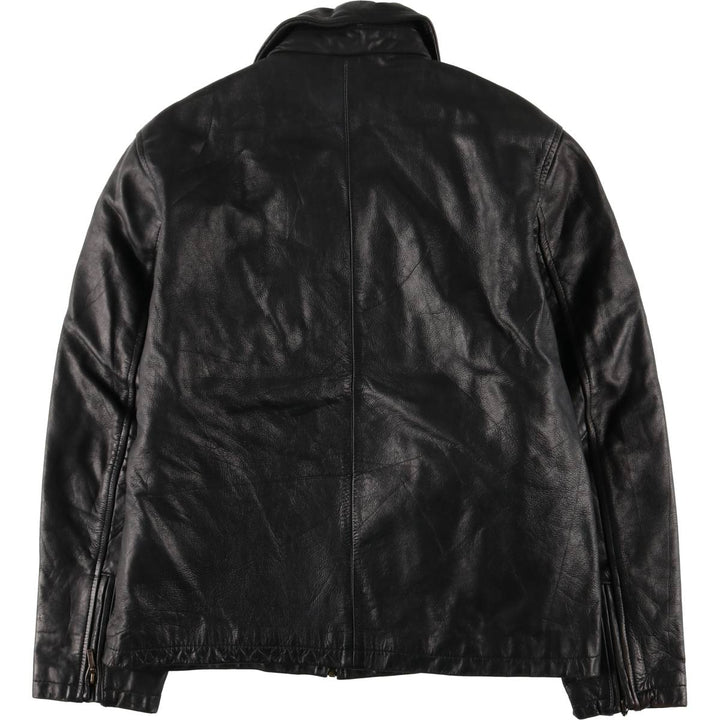 KRETZSCHMAR JP CORTIER Padded Swing-Top Leather Blouson, Men's Size L genuine leather black type Vintage Second Hand