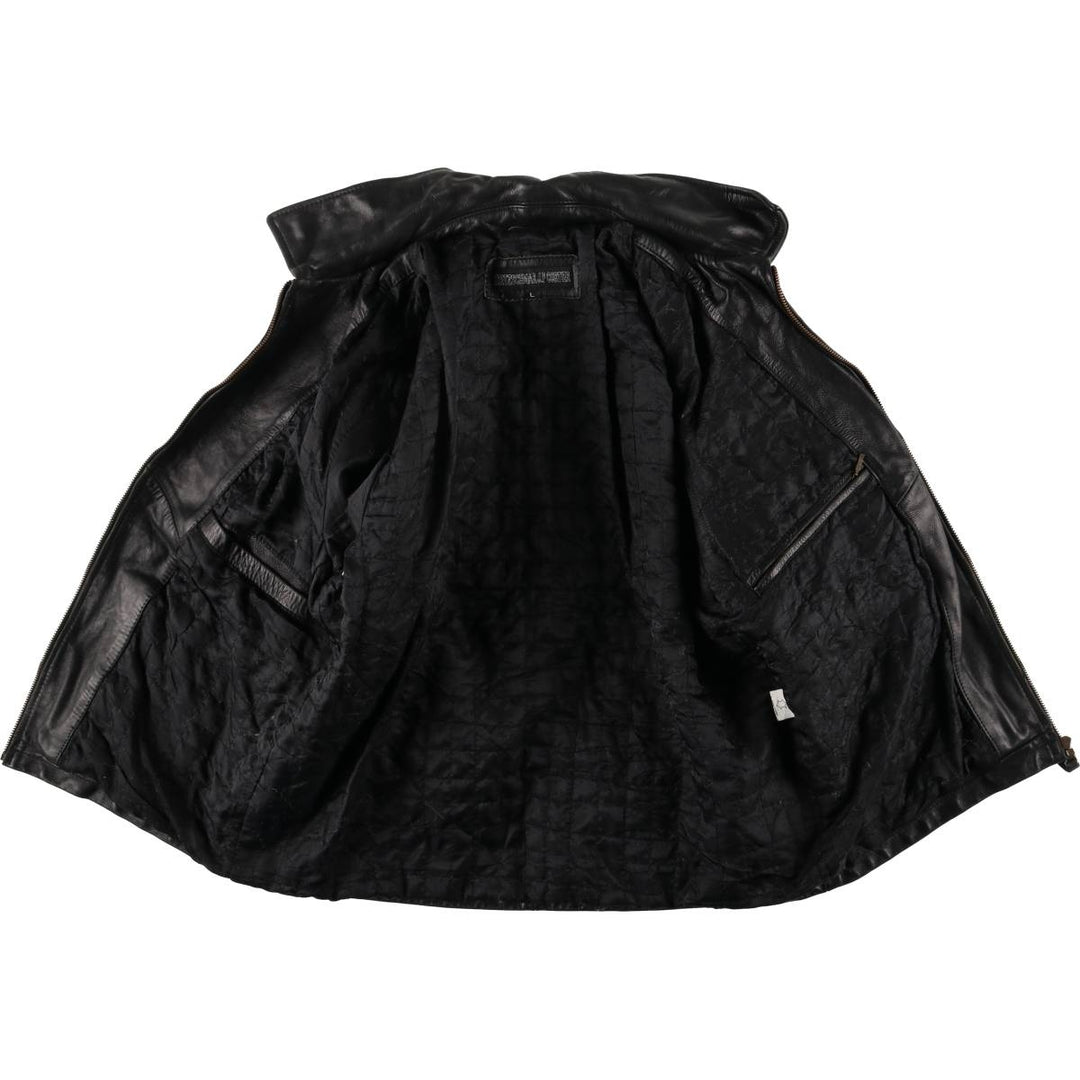 KRETZSCHMAR JP CORTIER Padded Swing-Top Leather Blouson, Men's Size L genuine leather black type Vintage Second Hand