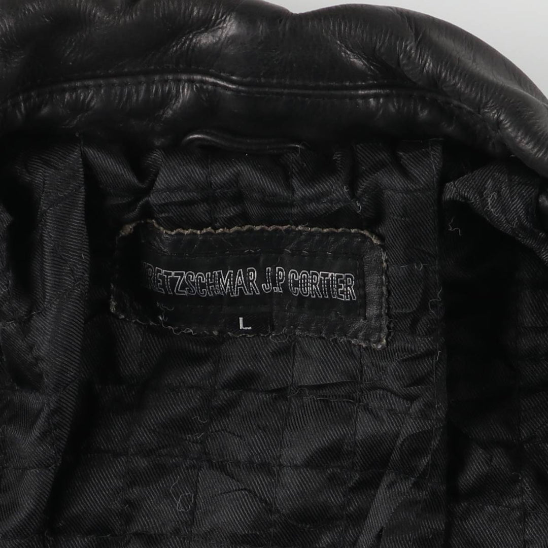 KRETZSCHMAR JP CORTIER Padded Swing-Top Leather Blouson, Men's Size L genuine leather black type Vintage Second Hand
