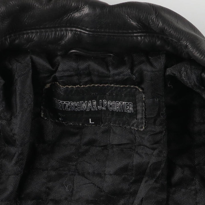 KRETZSCHMAR JP CORTIER Padded Swing-Top Leather Blouson, Men's Size L genuine leather black type Vintage Second Hand