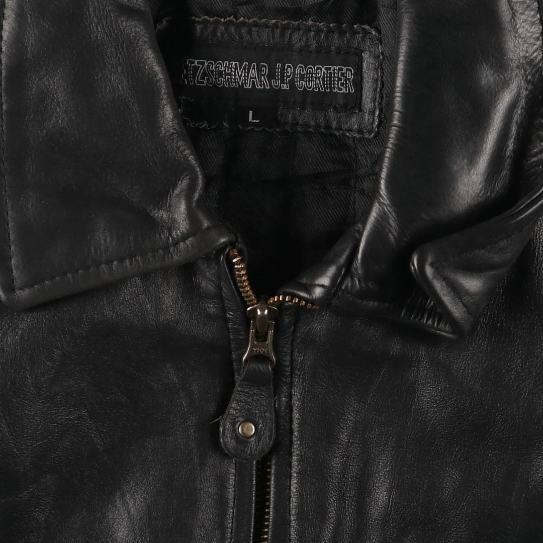 KRETZSCHMAR JP CORTIER Padded Swing-Top Leather Blouson, Men's Size L genuine leather black type Vintage Second Hand