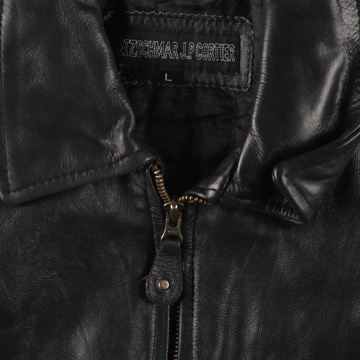 KRETZSCHMAR JP CORTIER Padded Swing-Top Leather Blouson, Men's Size L genuine leather black type Vintage Second Hand