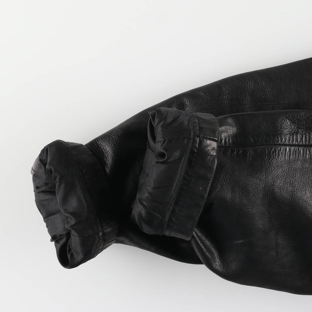 KRETZSCHMAR JP CORTIER Padded Swing-Top Leather Blouson, Men's Size L genuine leather black type Vintage Second Hand