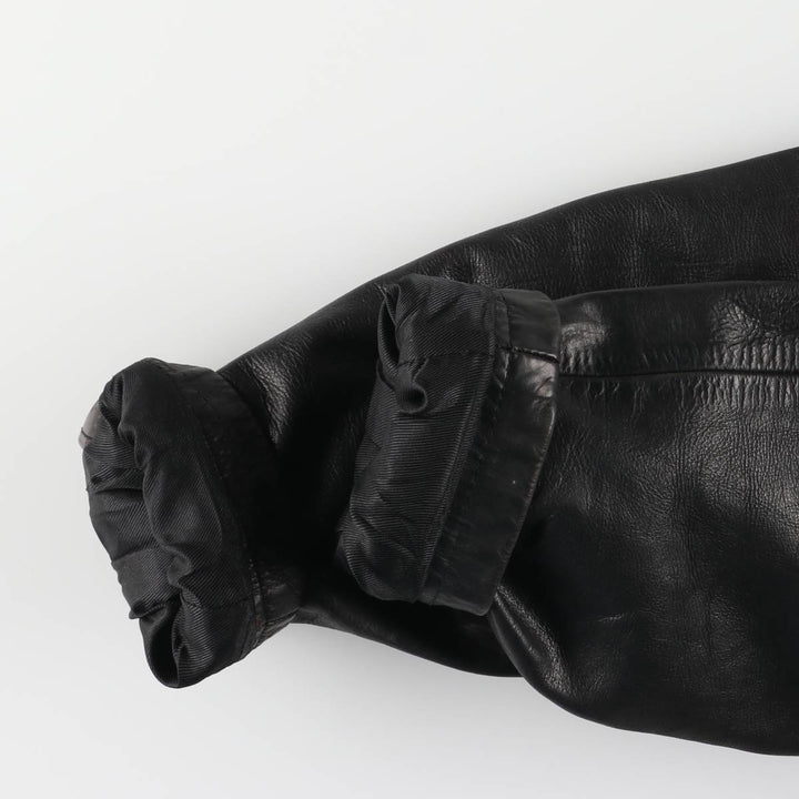 KRETZSCHMAR JP CORTIER Padded Swing-Top Leather Blouson, Men's Size L genuine leather black type Vintage Second Hand