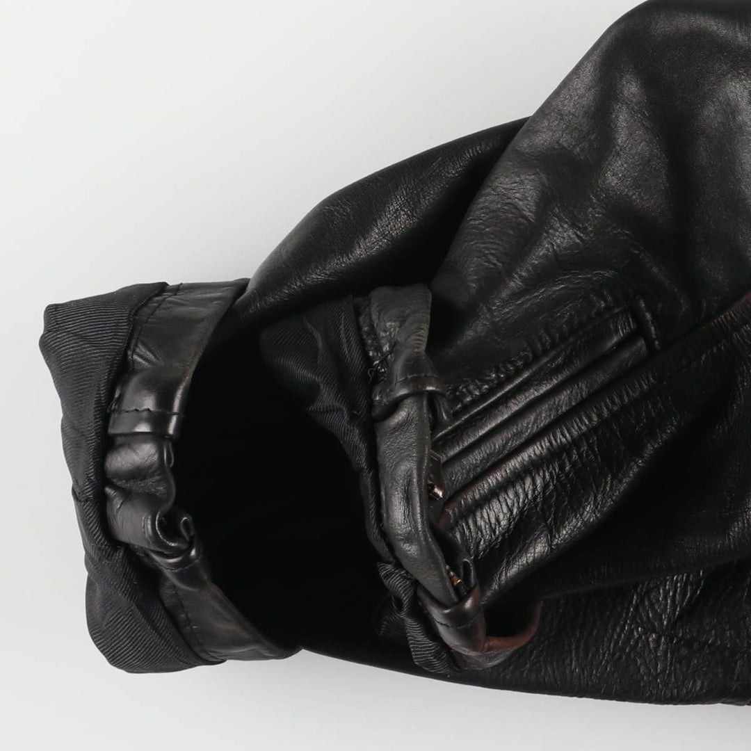 KRETZSCHMAR JP CORTIER Padded Swing-Top Leather Blouson, Men's Size L genuine leather black type Vintage Second Hand