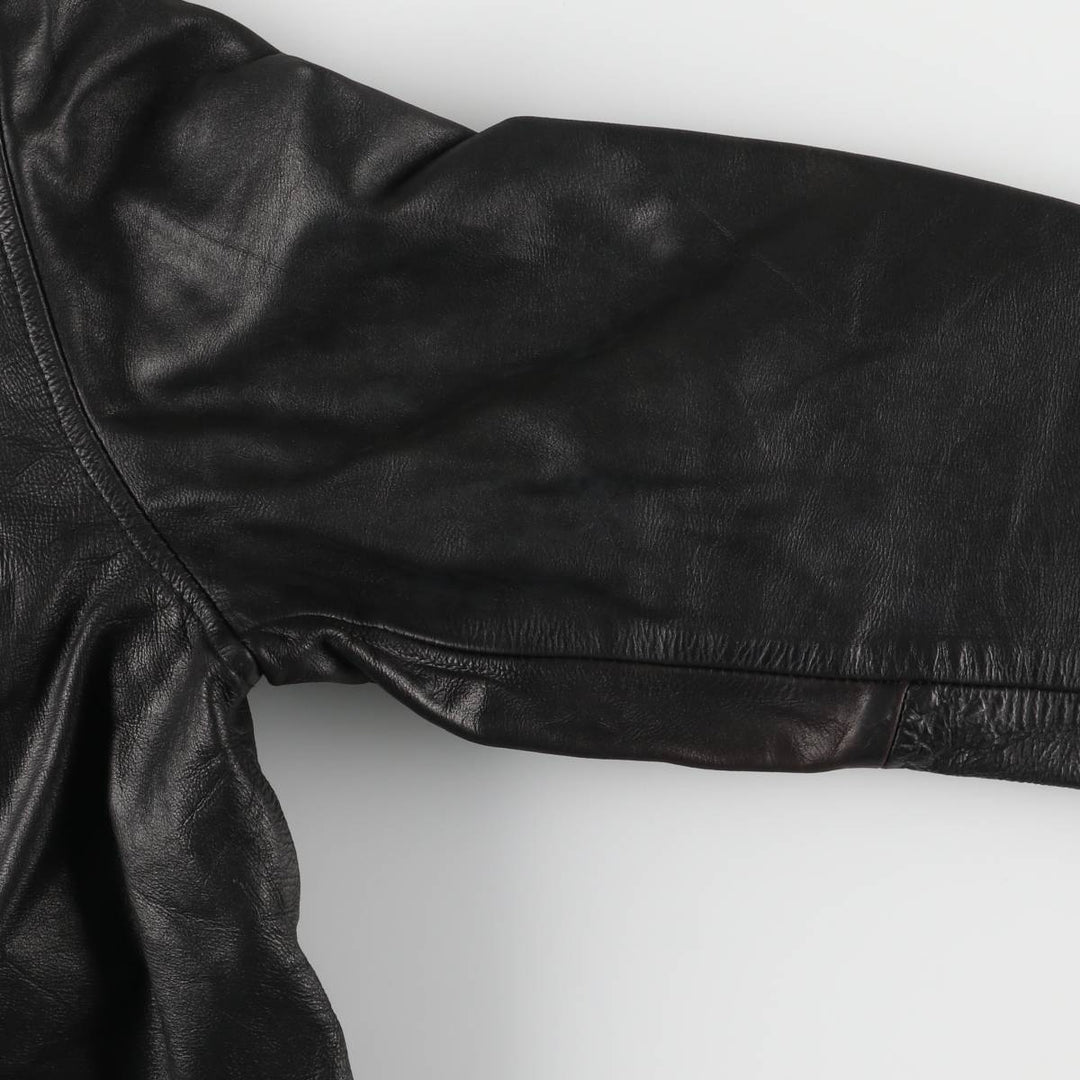 KRETZSCHMAR JP CORTIER Padded Swing-Top Leather Blouson, Men's Size L genuine leather black type Vintage Second Hand