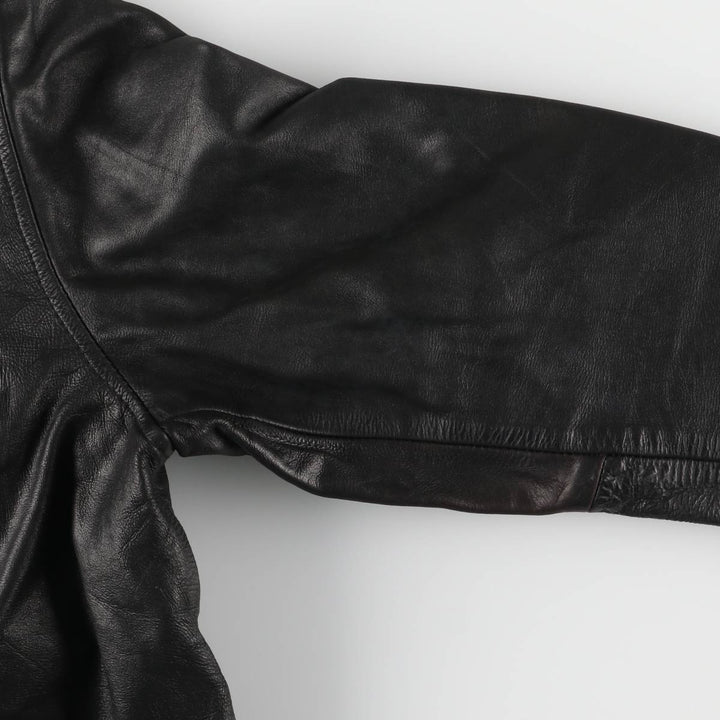 KRETZSCHMAR JP CORTIER Padded Swing-Top Leather Blouson, Men's Size L genuine leather black type Vintage Second Hand