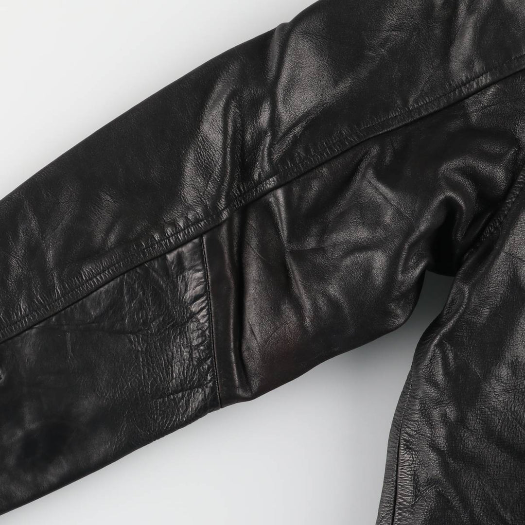 KRETZSCHMAR JP CORTIER Padded Swing-Top Leather Blouson, Men's Size L genuine leather black type Vintage Second Hand