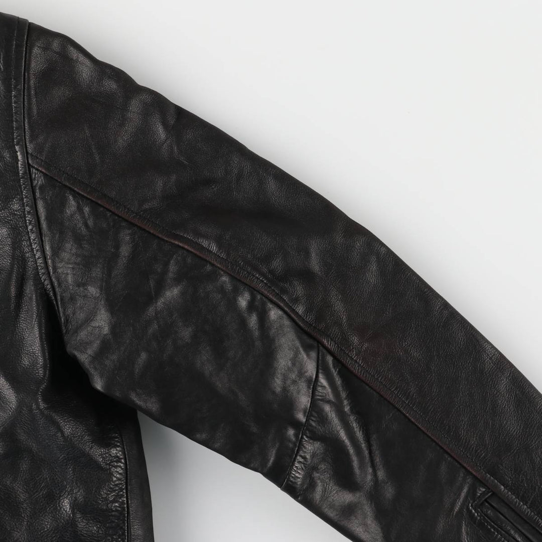 KRETZSCHMAR JP CORTIER Padded Swing-Top Leather Blouson, Men's Size L genuine leather black type Vintage Second Hand