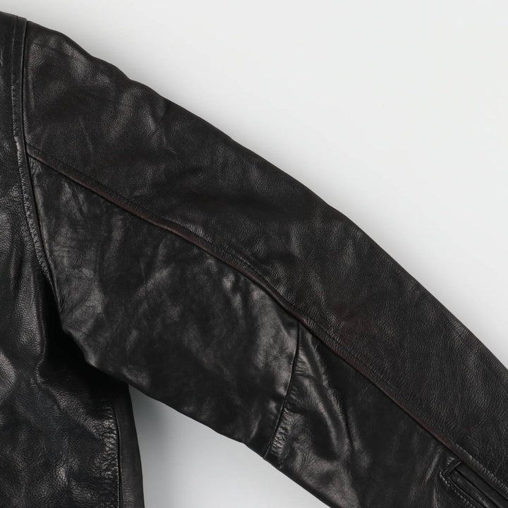 KRETZSCHMAR JP CORTIER Padded Swing-Top Leather Blouson, Men's Size L genuine leather black type Vintage Second Hand