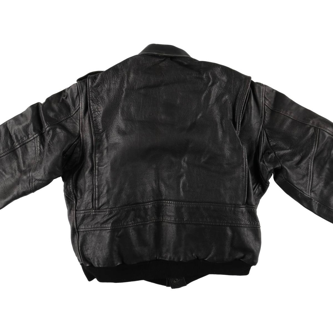 A-2 type padded leather flight jacket, men's size L genuine leather black type Vintage Second Hand