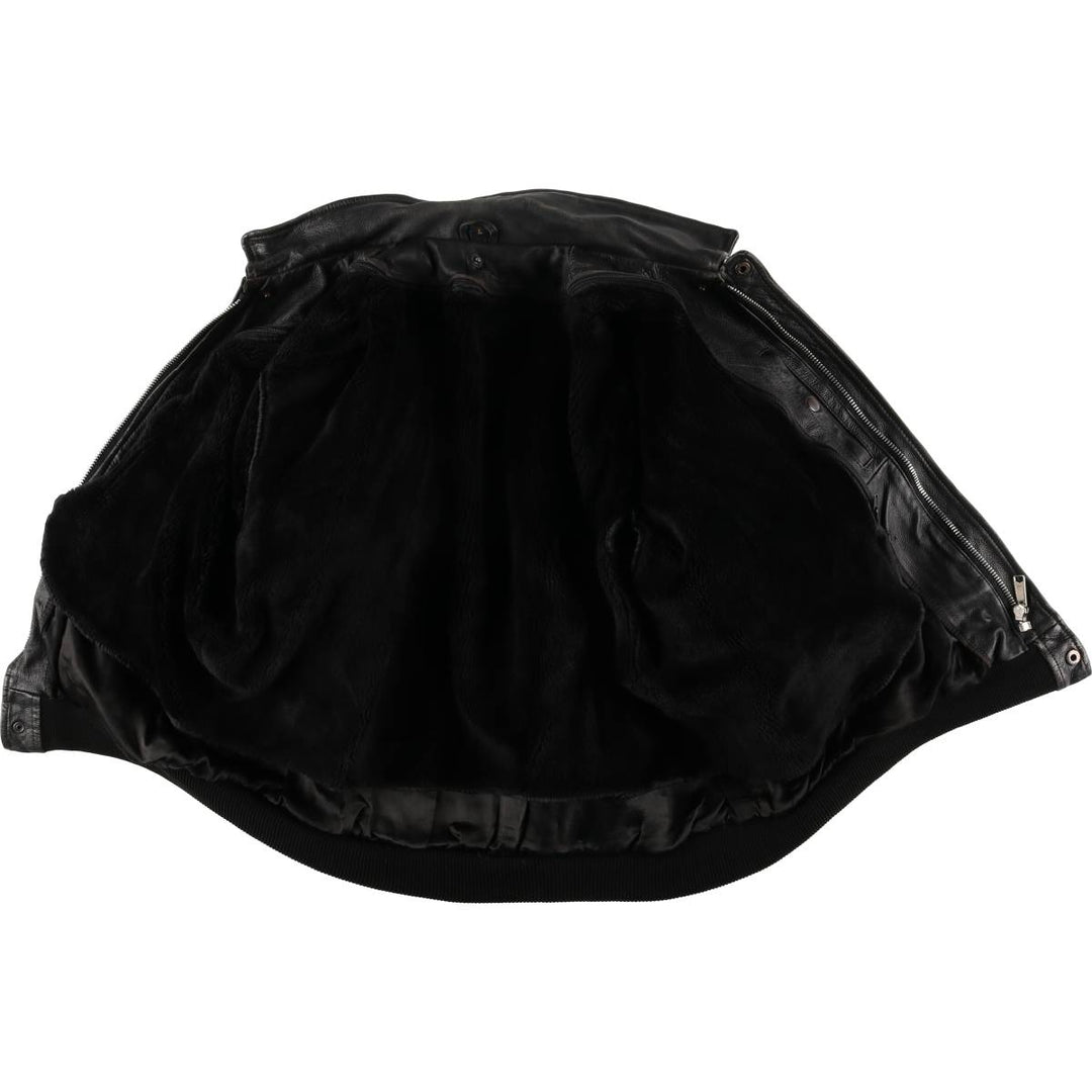 A-2 type padded leather flight jacket, men's size L genuine leather black type Vintage Second Hand