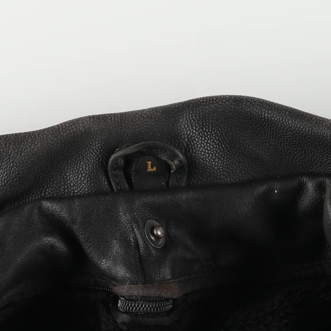 A-2 type padded leather flight jacket, men's size L genuine leather black type Vintage Second Hand