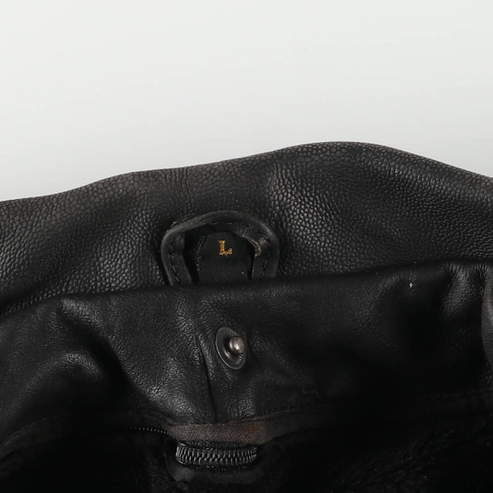 A-2 type padded leather flight jacket, men's size L genuine leather black type Vintage Second Hand