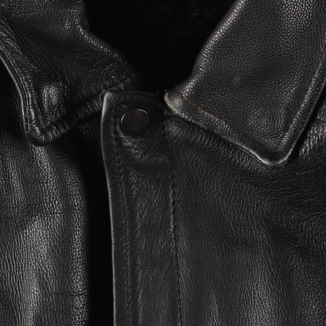 A-2 type padded leather flight jacket, men's size L genuine leather black type Vintage Second Hand