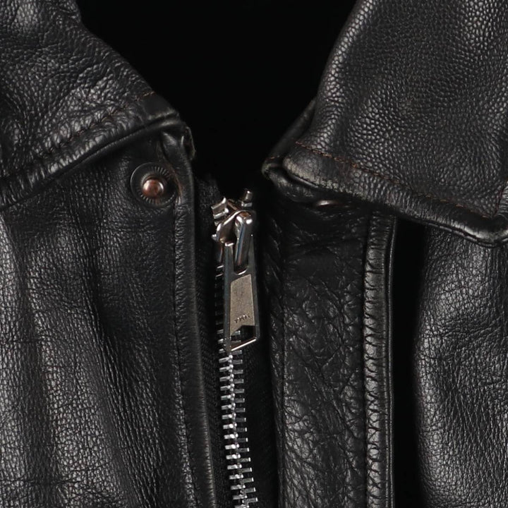 A-2 type padded leather flight jacket, men's size L genuine leather black type Vintage Second Hand