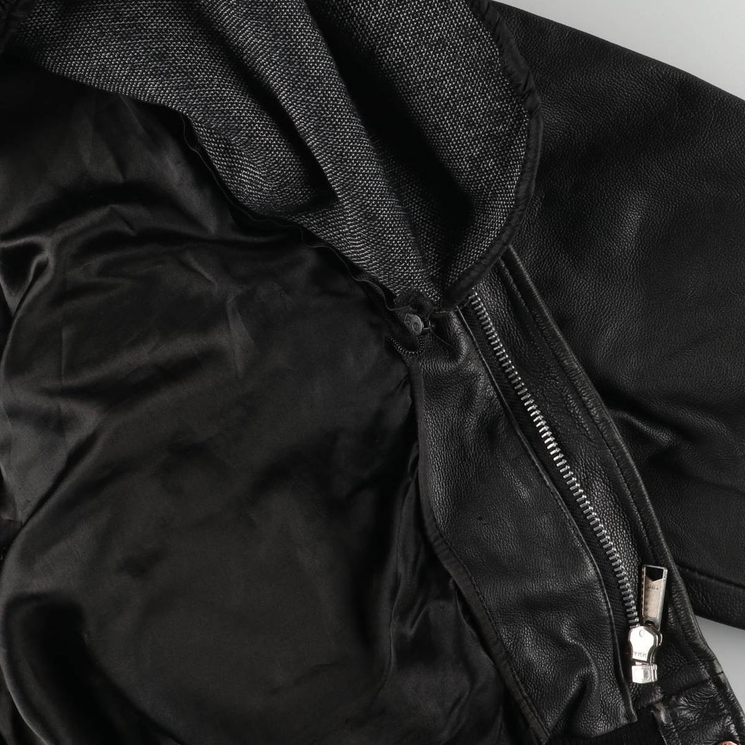 A-2 type padded leather flight jacket, men's size L genuine leather black type Vintage Second Hand