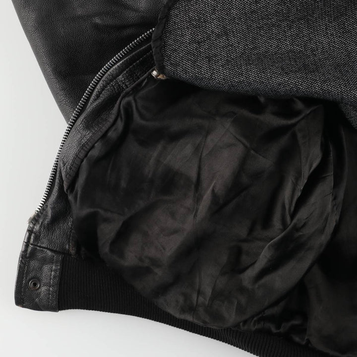 A-2 type padded leather flight jacket, men's size L genuine leather black type Vintage Second Hand