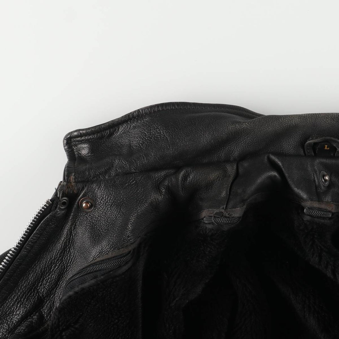 A-2 type padded leather flight jacket, men's size L genuine leather black type Vintage Second Hand