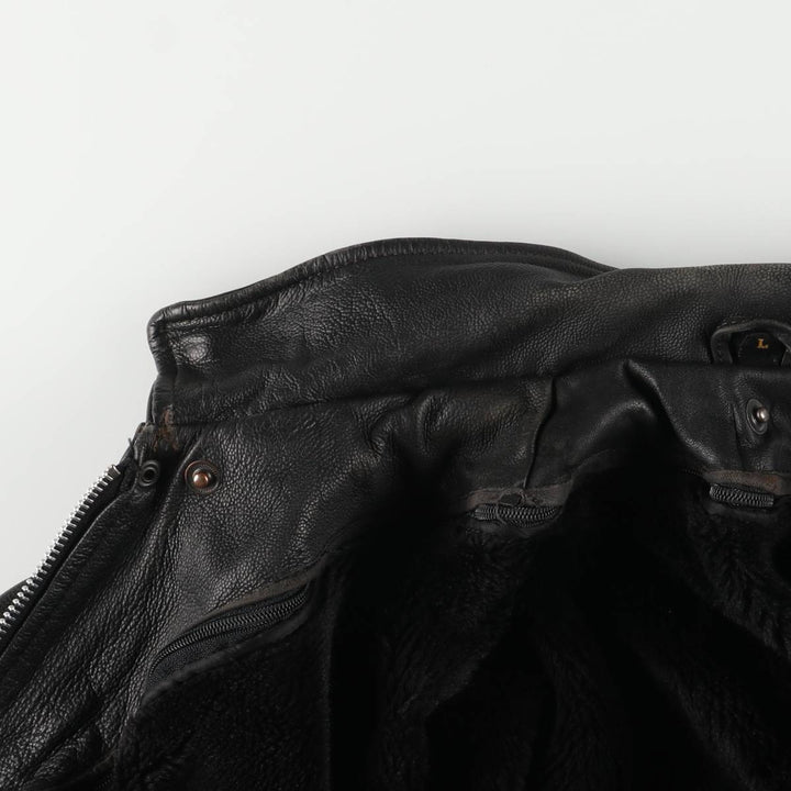 A-2 type padded leather flight jacket, men's size L genuine leather black type Vintage Second Hand