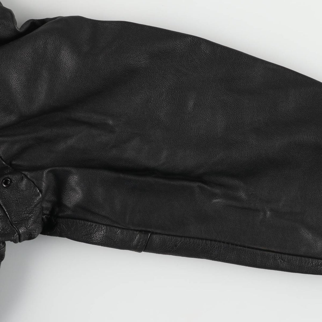 A-2 type padded leather flight jacket, men's size L genuine leather black type Vintage Second Hand