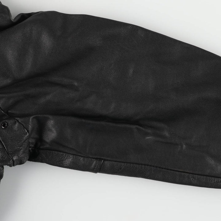 A-2 type padded leather flight jacket, men's size L genuine leather black type Vintage Second Hand